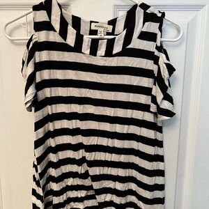 Monteau Black and White Striped Women's Top